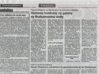 coupure de presse Courrier de Madagascar